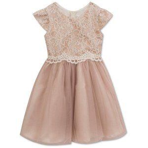 Rare Editions Champagne Lace Dress, Baby Girls